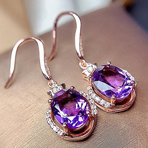 Purple rose gold Crystal Earrings ZB103938201AZ - Picture 3 of 3